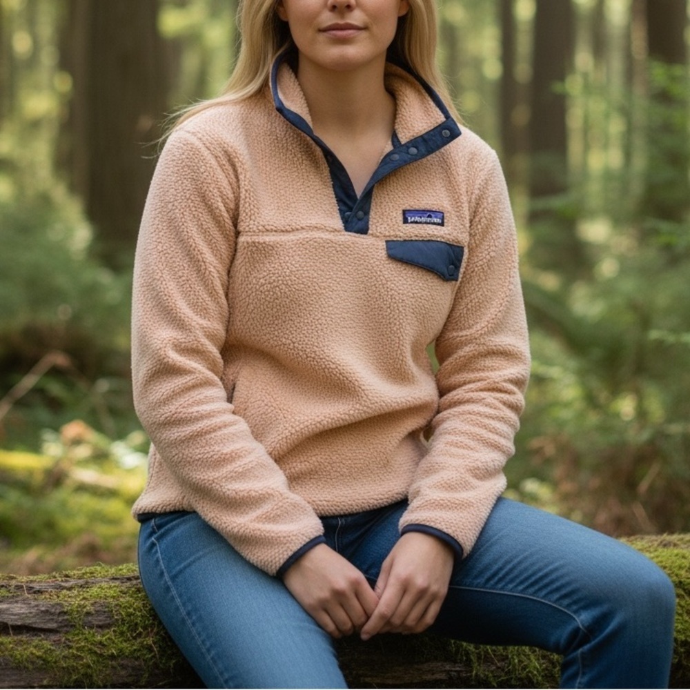 Rare Patagonia Rosewater Pink Re-tool Snap-T Pullover Sweatshirt Womens Small